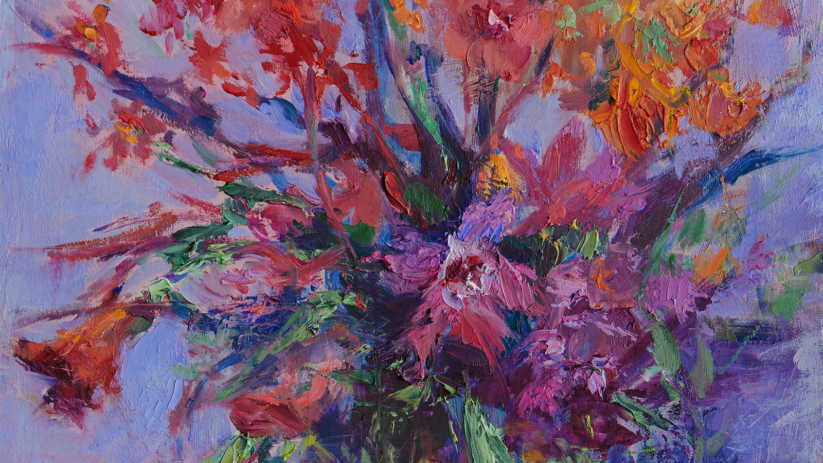 Original silk scarf design Lavender Dream by Oksana, orchids on purple background