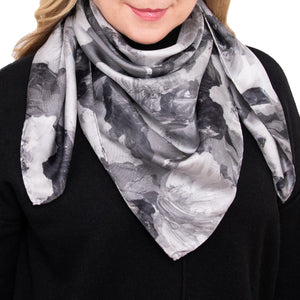 Midnight Blossoms, 35-inch Square Italian Silk Scarf - NEW!