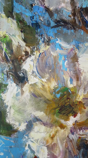 White Magnolias, 16.5-inch Square Italian Silk Scarf