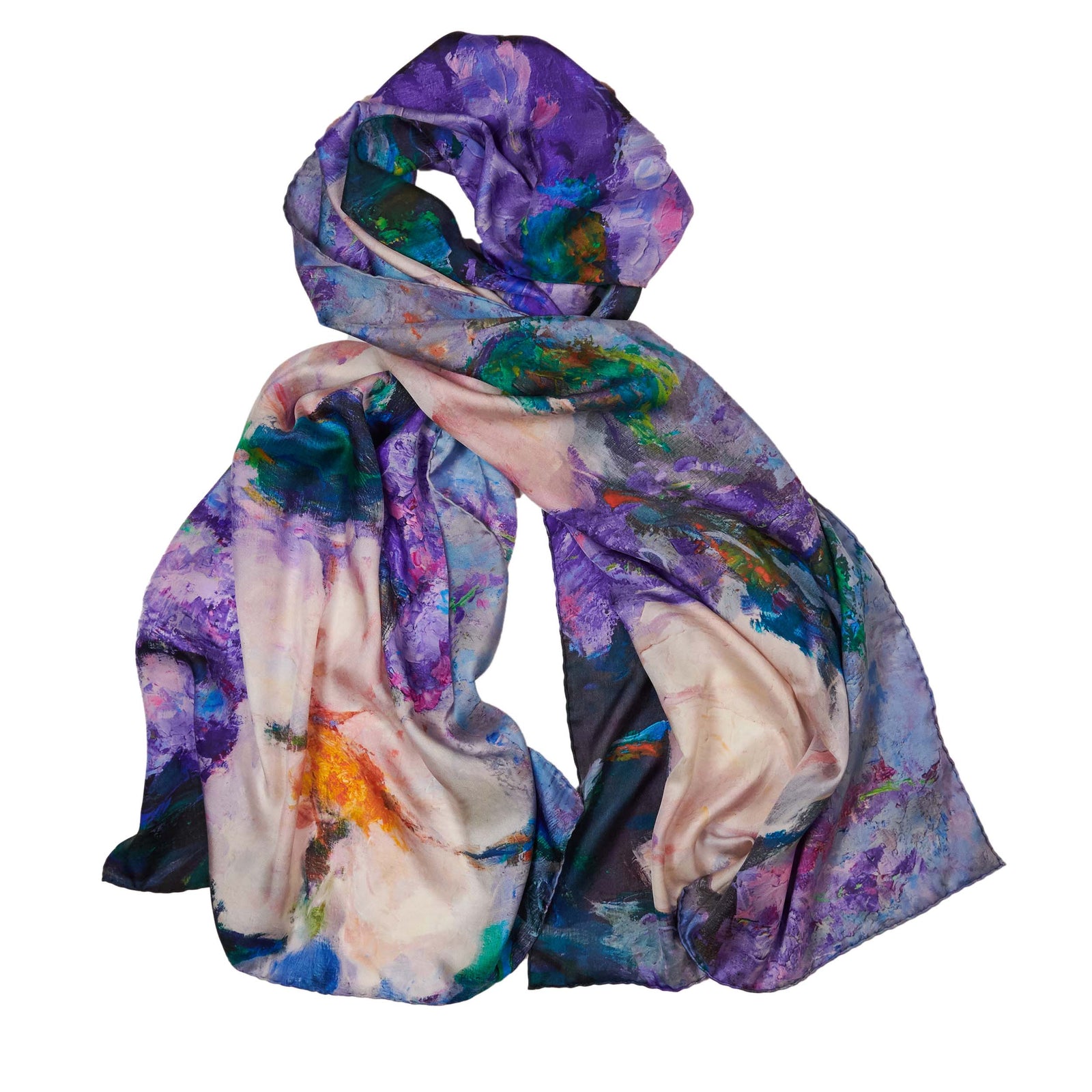 Wisteria and Magnolias, 75x24-inch Long Italian Silk Scarf