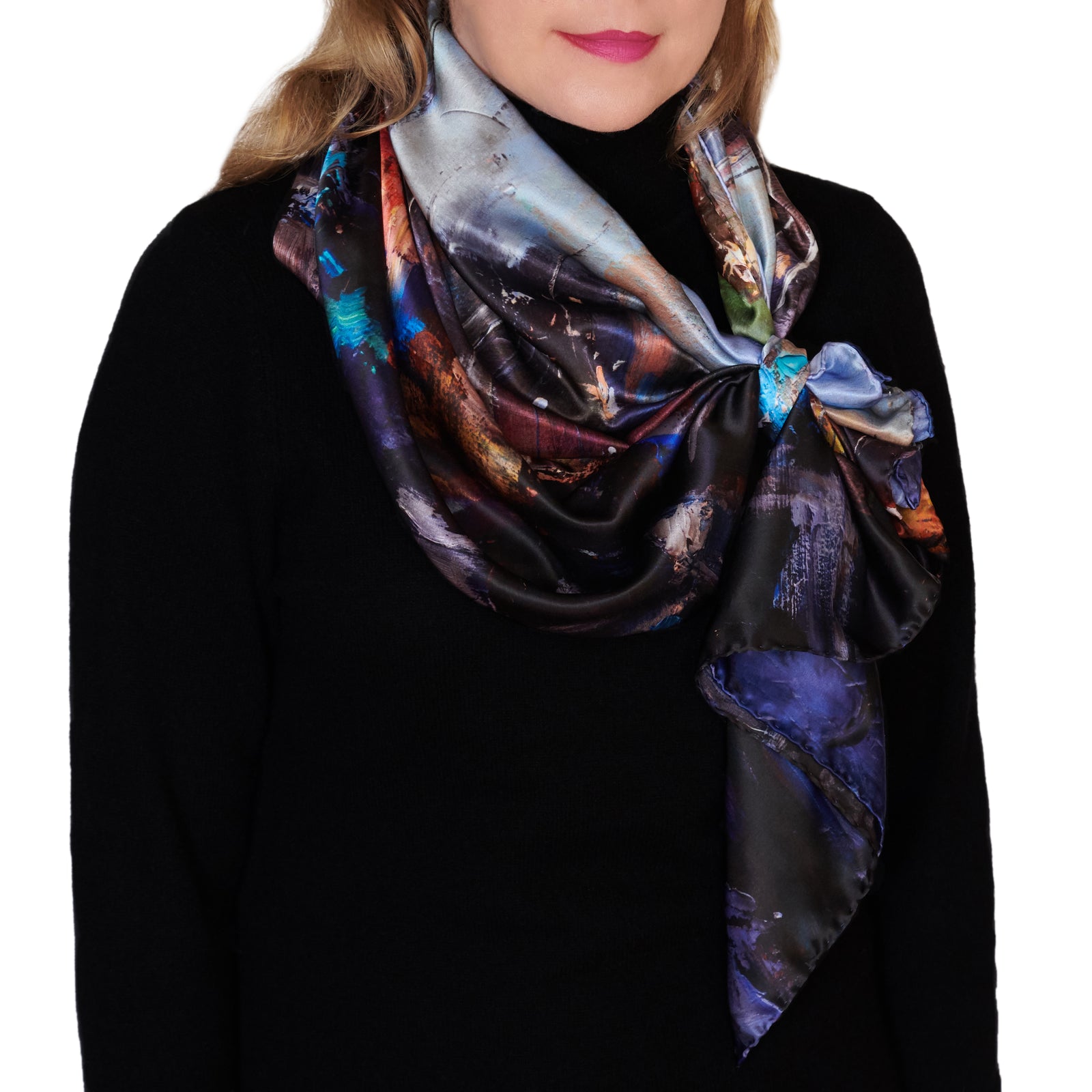 South Beach Harbor, 43-inch Square Italian Silk Scarf