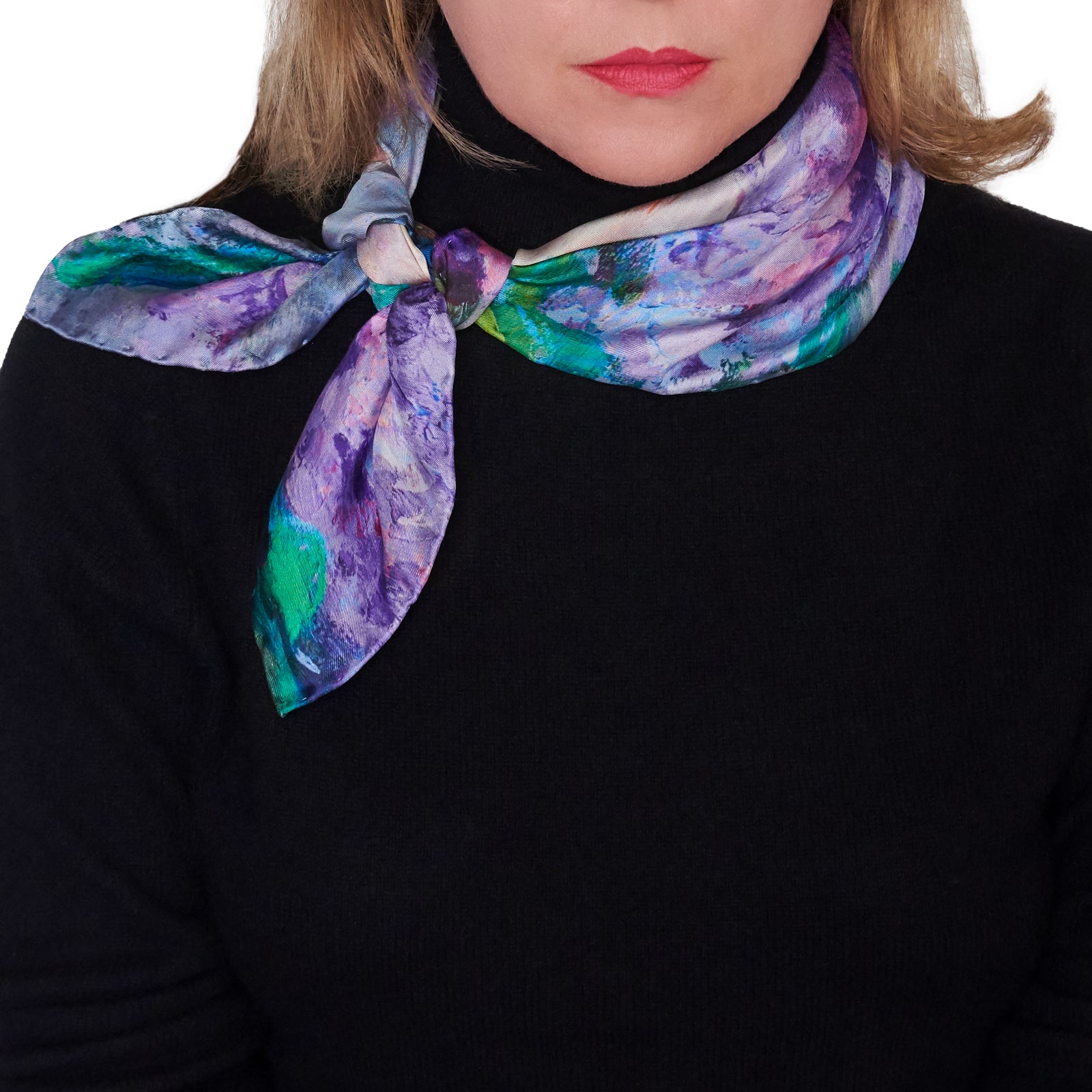 Wisteria and Magnolias, 25.5-inch Square Italian Silk Scarf