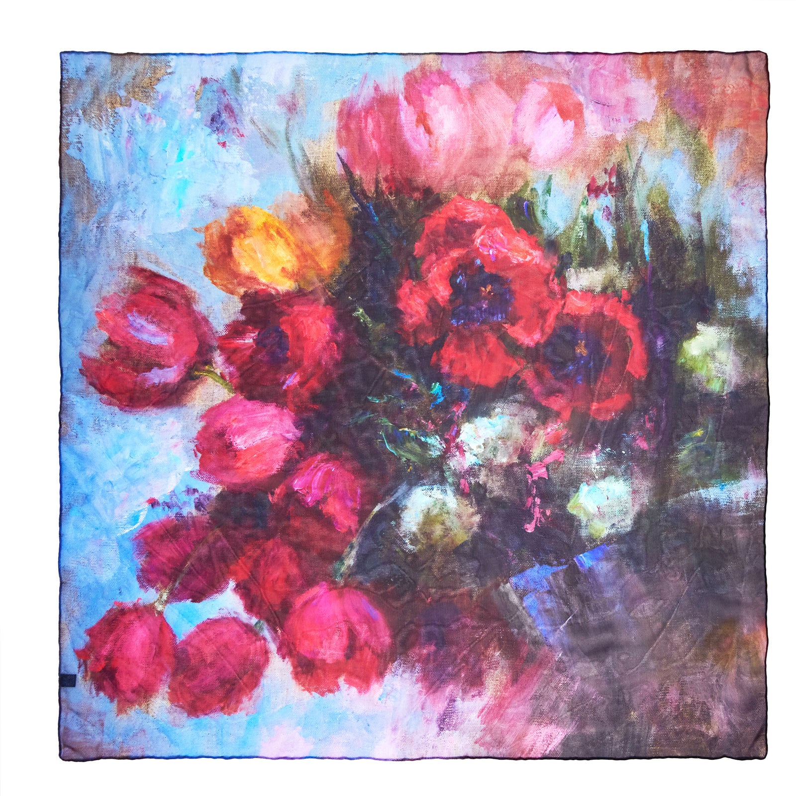 Oksana_SpringIsComing_ItalianSilkScarf_Red_90x90cm_OksanaFineArtDesign_GeorgetteSilk