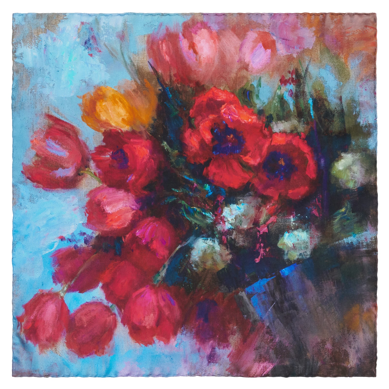 Oksana_SpringIsComing_ItalianSilkScarf_Red_90x90cm_OksanaFineArtDesign_1