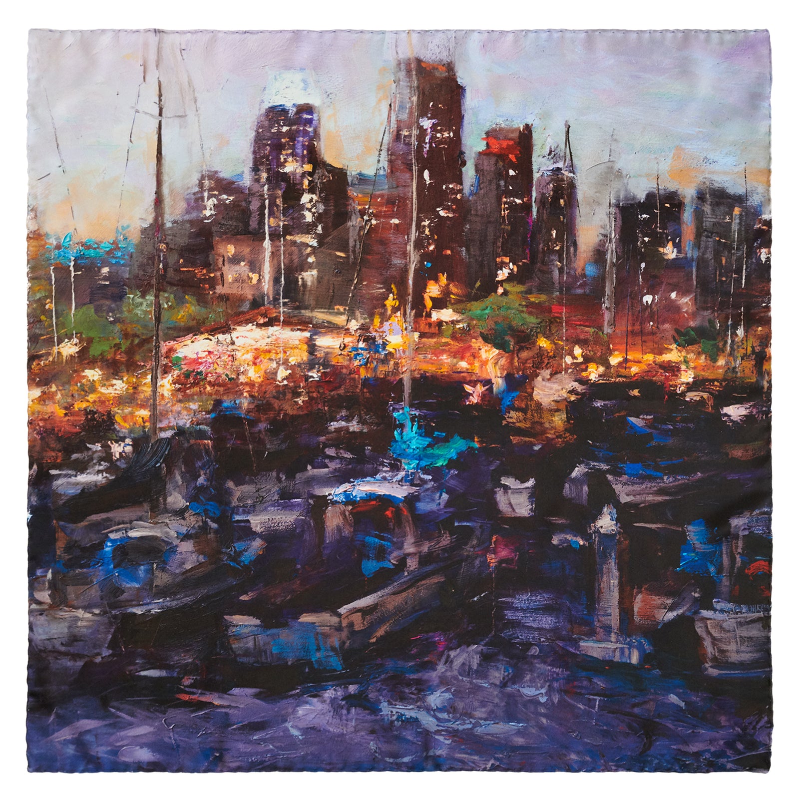 South Beach Harbor, 35-inch Square Italian Silk Scarf