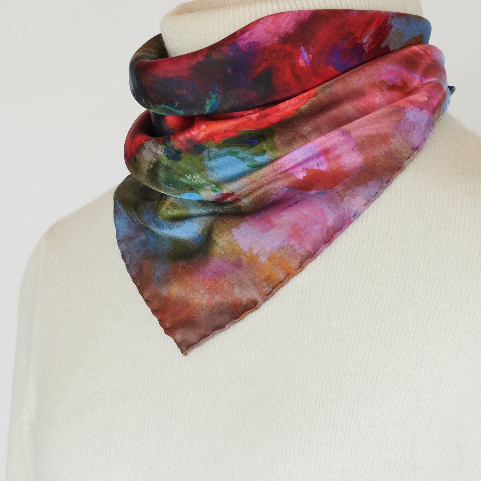 Oksana_SpringIsComing_ItalianSilkScarf_Red_42x42cm_OksanaFineArtDesign_1