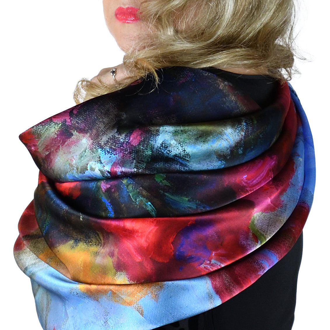 Oksana_SpringIsComing_ItalianSilkScarf_Red_90x90cm_OksanaFineArtDesign_1