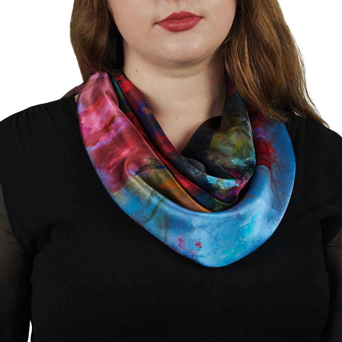 Oksana_SpringIsComing_ItalianSilkScarf_Red_OksanaFineArtDesign_Square