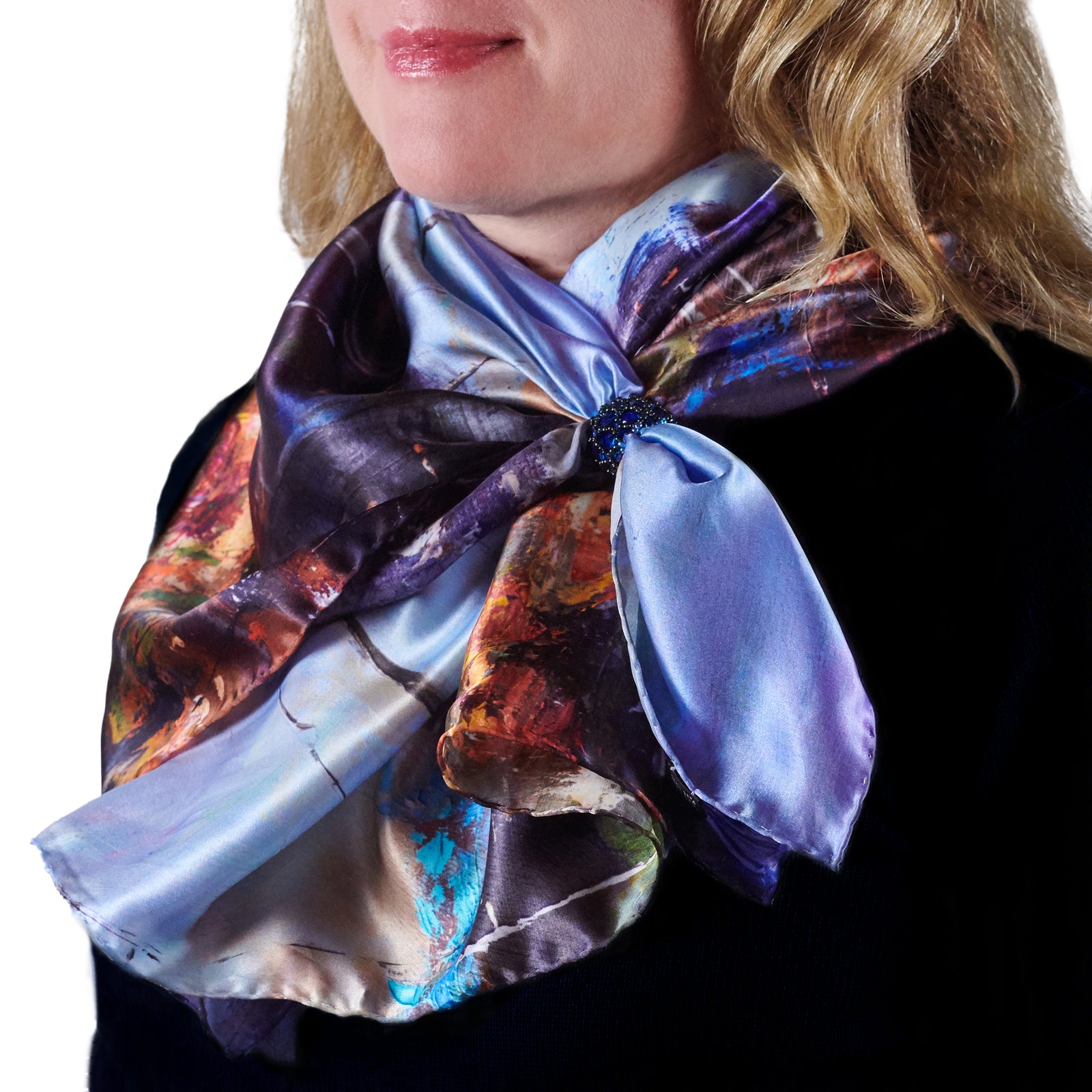 South Beach Harbor, 35-inch Square Italian Silk Scarf