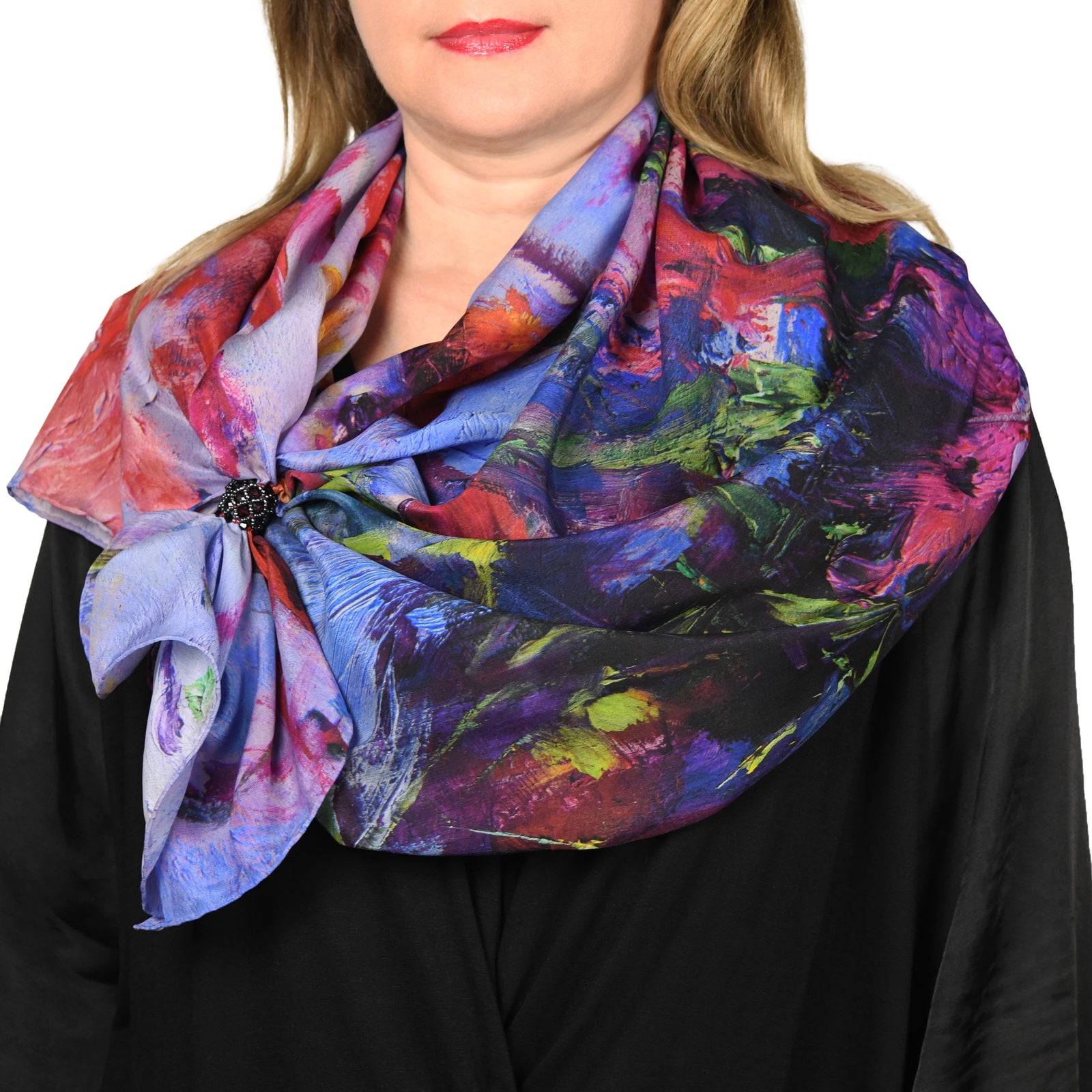 Oksana_LavenderDream_ItalianSilkScarf_Purple_110x110cm_OksanaFineArtDesign_1_Impressionist