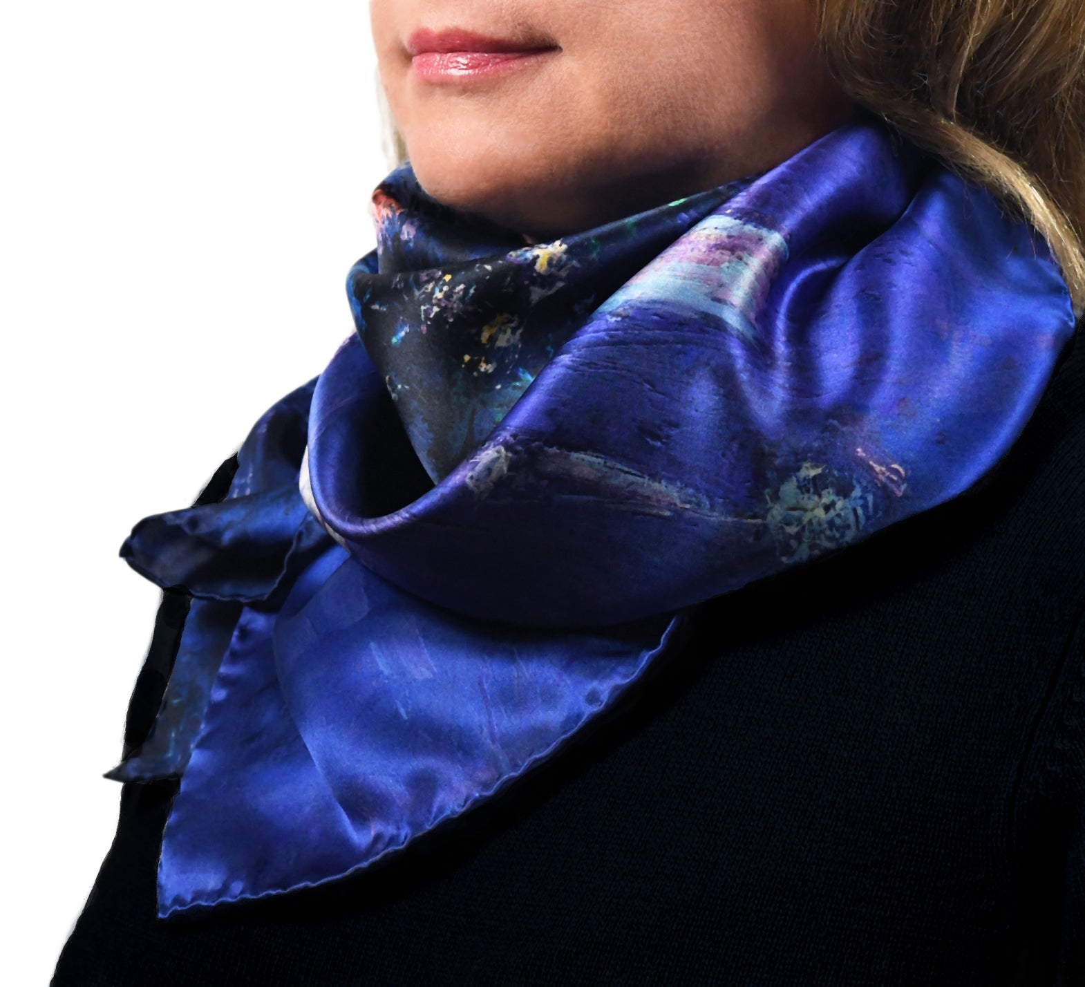 Lights of the City, 35-inch Square Italian Silk Scarf